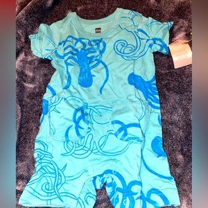Tea Collection short sleeve summer/ocean themed octopus romper